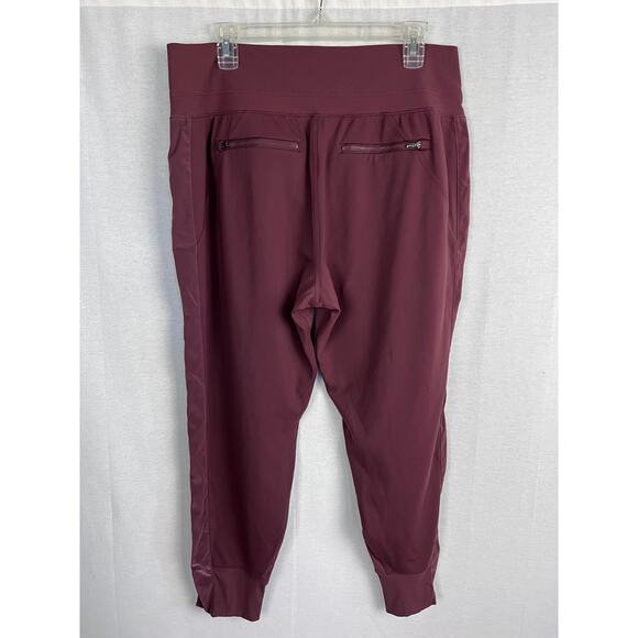 Athleta Pants Venice Velvet Stripe Joggers Burgundy Athleisure Travel Athletic - Picture 2 of 6